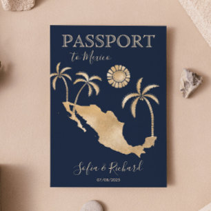 Mexiko Destinationsbröllop Passport World QR Code Inbjudan