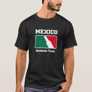 Mexiko Drinking Team Beer W/ Mexikanska Flagga Fär T Shirt