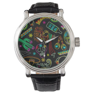 Mexiko Fiesta Mönster Armbandsur