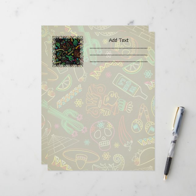 Mexiko Fiesta Mönster Brevhuvud (Fram/Back In Situ)