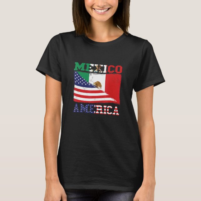 Mexiko Flagga American Flagga Proud Mexican Roots  T Shirt (Framsida)