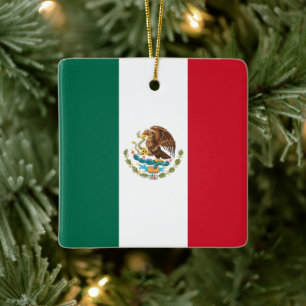 Mexiko Flagga, Bandera de Mexikanska republiken Julgransprydnad Keramik