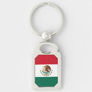 Mexiko Flagga, Bandera de Mexikanska republiken Rektangulärt Silverfärgad Nyckelring