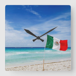 Mexiko Flagga Beach Fyrkantig Klocka