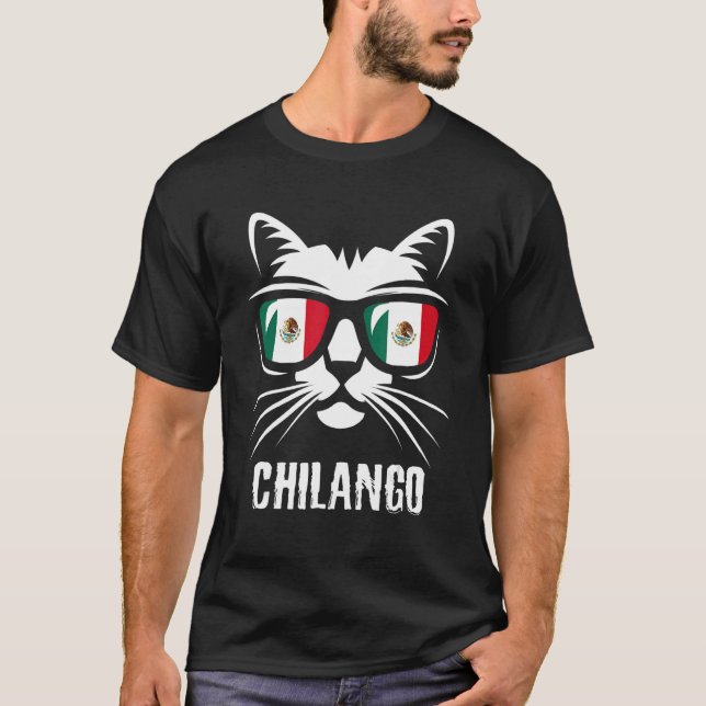 Mexiko Flagga Cat Mexican Sayed Chilango T Shirt (Framsida)
