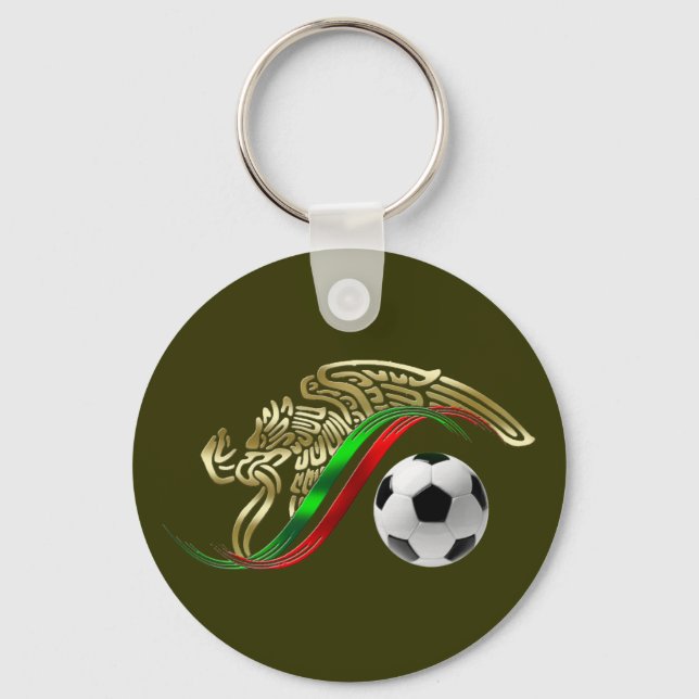 Mexiko flagga emblem Soccer futbol Logotyp Nyckelring (Framsida)