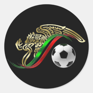 Mexiko flagga emblem Soccer futbol Logotyp Runt Klistermärke