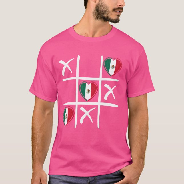 Mexiko Flagga färgad Hearts, Mexikanska Pridet, Ti T Shirt (Framsida)