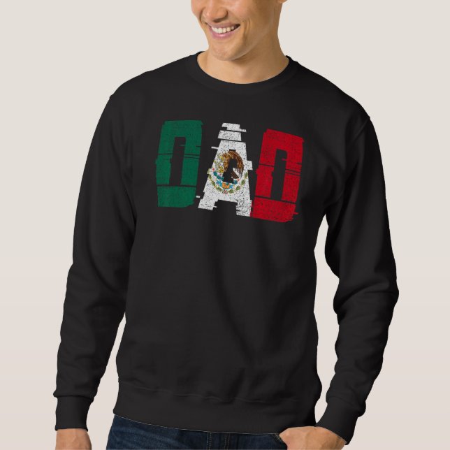 Mexiko Flagga Fars dag Pride Mexiko Pappa Lång Ärmad Tröja (Framsida)