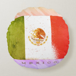 Mexiko Flagga Grunge Stil Design Rund Kudde