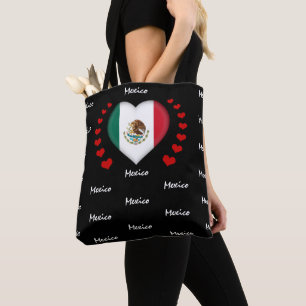 Mexiko Flagga & Heart, Mexikanska Flagga mode /spo Tygkasse