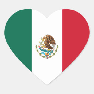 Mexiko Flagga Heart Sticker Hjärtformat Klistermärke