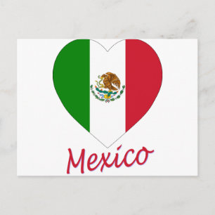 Mexiko Flagga Heart Vykort