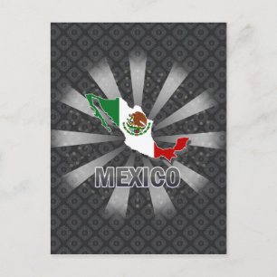 Mexiko Flagga Karta 2.0 Vykort