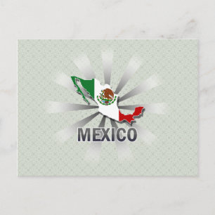 Mexiko Flagga Karta 2.0 Vykort