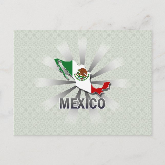 Mexiko Flagga Karta 2.0 Vykort (Framsida)