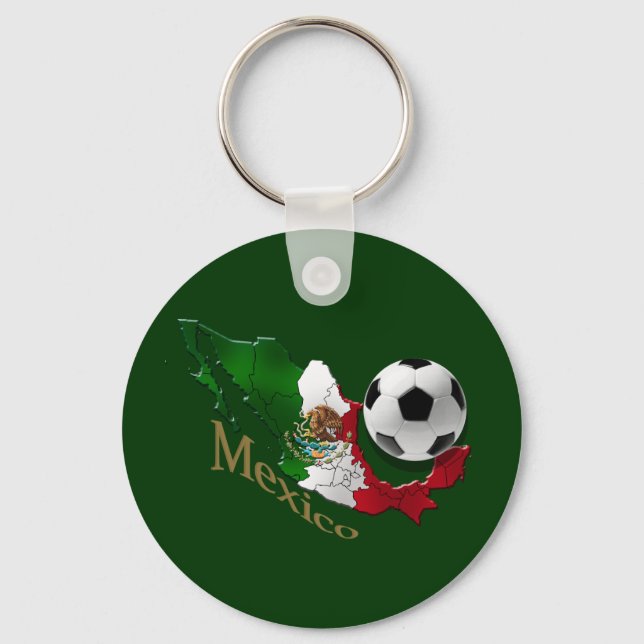Mexiko Flagga Karta Fotbol-gåvor från fläkt Nyckelring (Framsida)