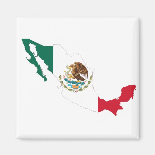 Mexiko Flagga Karta Magnet (Framsidan)