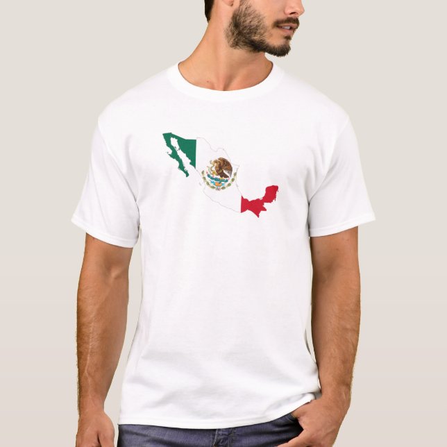 Mexiko Flagga Karta T Shirt (Framsida)