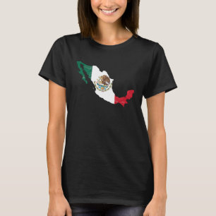Mexiko flagga med det mexikanska karta som drabbat t shirt
