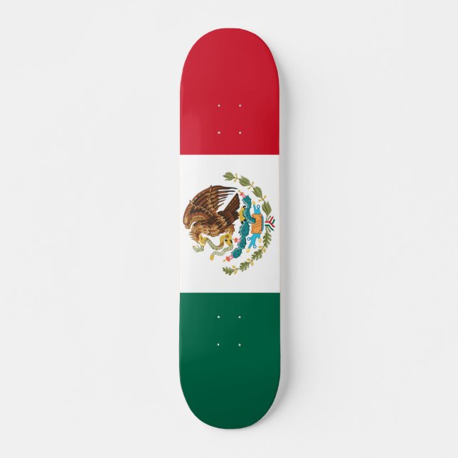 Mexiko flagga mini skateboard bräda 18,5 cm (Framsida)