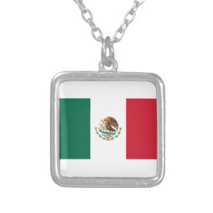 Mexiko flagga neclace silverpläterat halsband