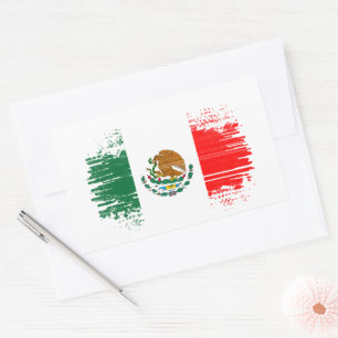 Mexiko flagga rektangulärt klistermärke
