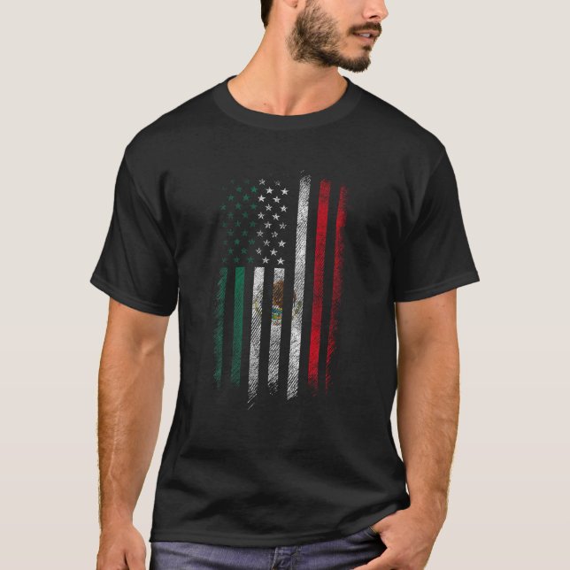 Mexiko Flagga Shirt 4:e juli Amerikanska Mexiko T Shirt (Framsida)