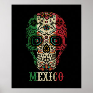 Mexiko Flagga Skull Poster
