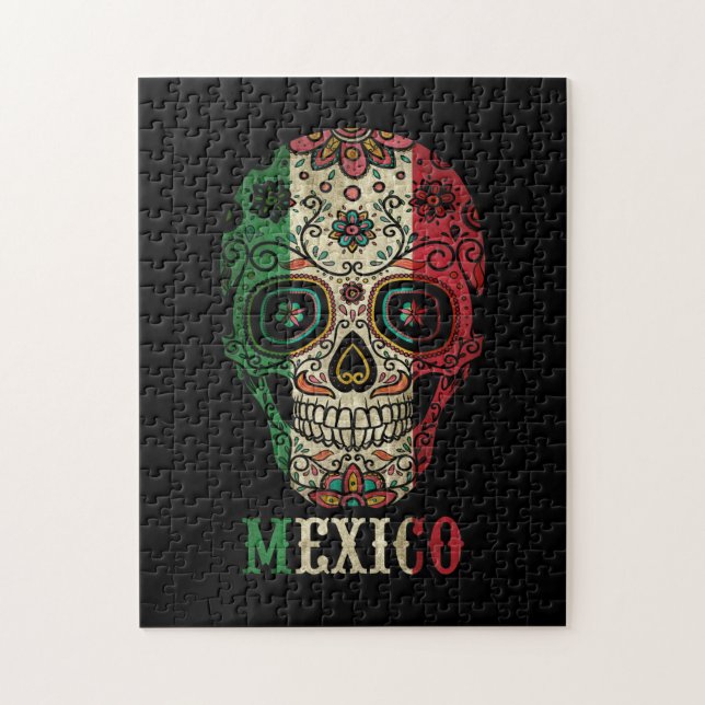 Mexiko Flagga Skull Pussel (Vertikal)