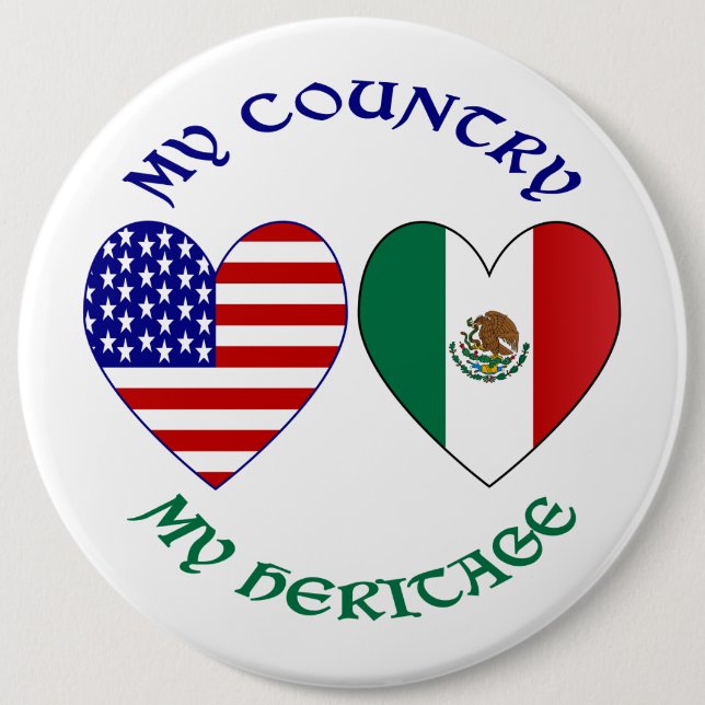 Mexiko Flagga USA flagga My Land Mitt kulturarv Knapp (Framsida)