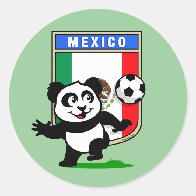 Mexiko Football Panda Runt Klistermärke (Framsida)