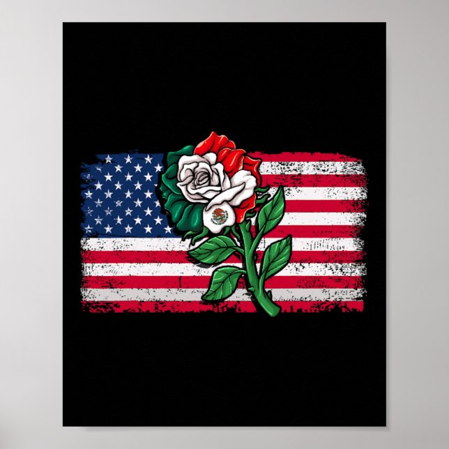 Mexiko Förenta staternas Flagga Mexikanska Flagga  Poster (Framsidan)