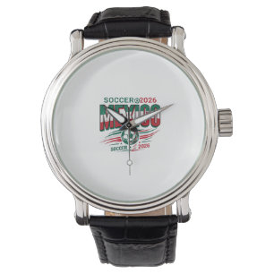 Mexiko Fotboll 2026 Fotboll Fet Land Typografi Armbandsur