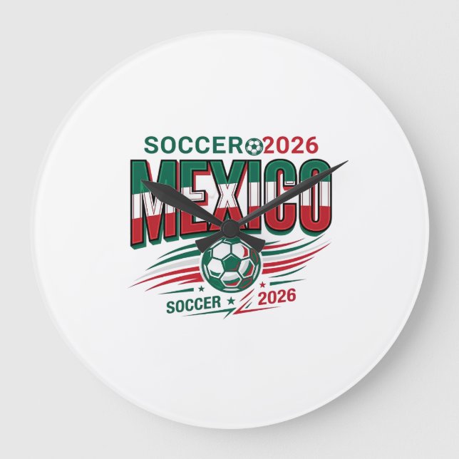 Mexiko Fotboll 2026 Fotboll Fet Land Typografi  Stor Klocka (Framsida)