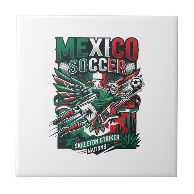 Mexiko Fotboll Skelett Anfallare Nationer Premium  Kakelplatta (Framsidan)