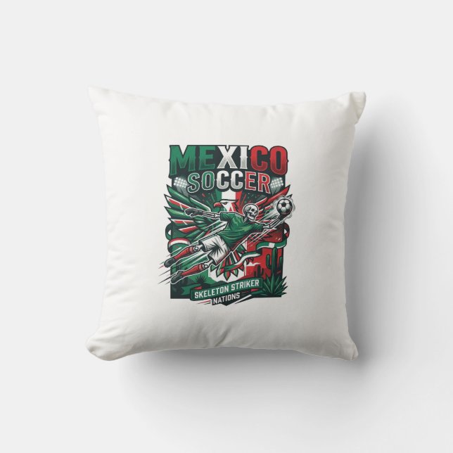 Mexiko Fotboll Skelett Anfallare Nationer Premium  Kudde (Framsida)