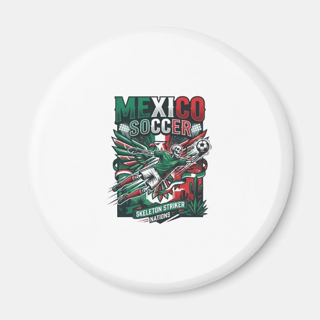 Mexiko Fotboll Skelett Anfallare Nationer Premium  Magnet (Framsidan)