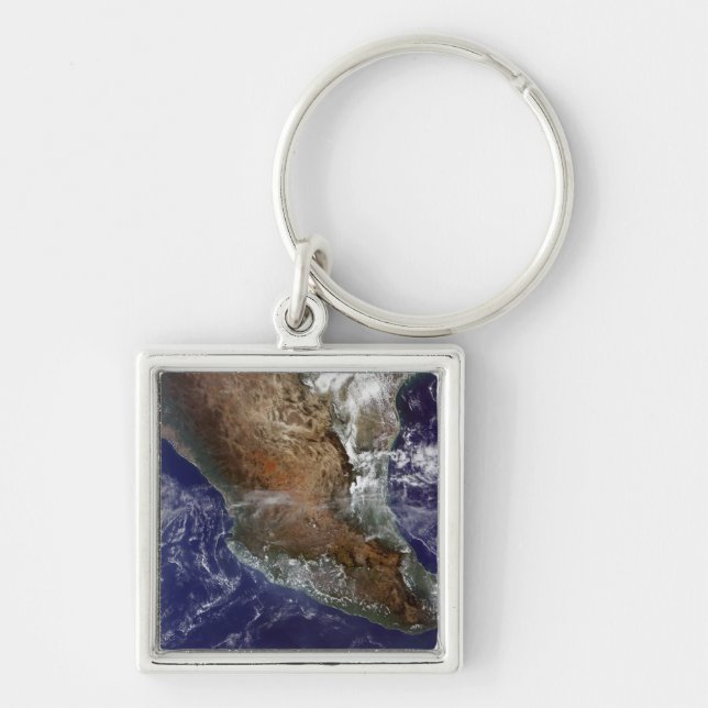 Mexiko Fyrkantig Silverfärgad Nyckelring (Framsidan)