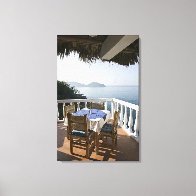 Mexiko, Guerrero, Zihuatanejo. Cafe Bord över Canvastryck (Framsida)