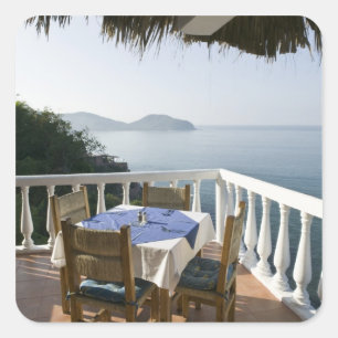 Mexiko, Guerrero, Zihuatanejo. Kaffebord över Fyrkantigt Klistermärke