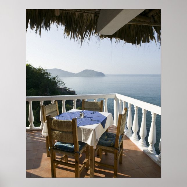 Mexiko, Guerrero, Zihuatanejo. Kaffebord över Poster (Framsidan)