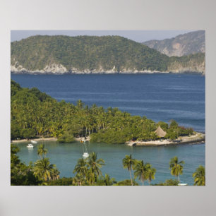 Mexiko, Guerrero, Zihuatanejo. Playa Las Gatas- Poster