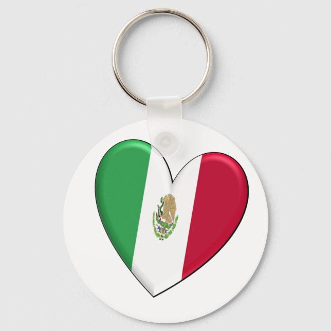 Mexiko Heart Flagga Keychain Nyckelring (Framsida)