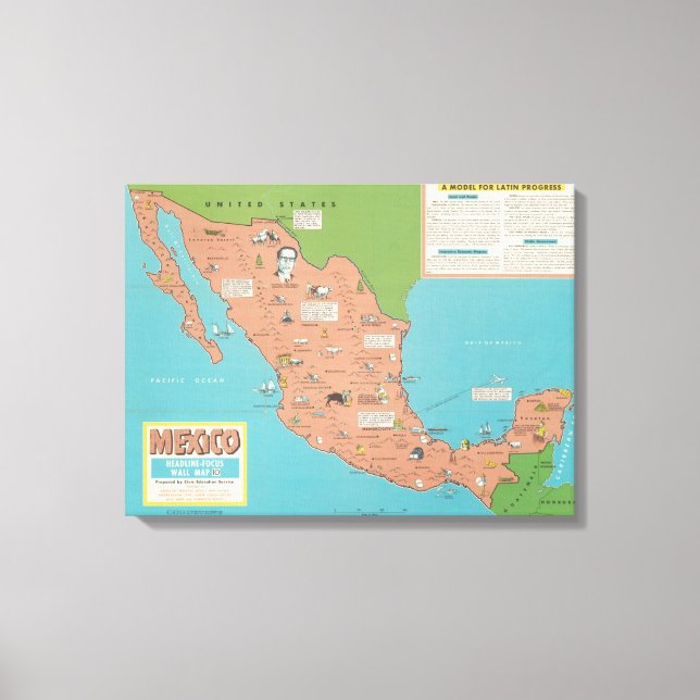 Mexiko - Horisont Focus Wall Karta Canvastryck (Framsida)