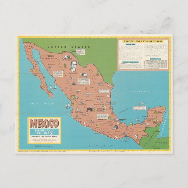 Mexiko - Horisont Focus Wall Karta Vykort (Framsida)