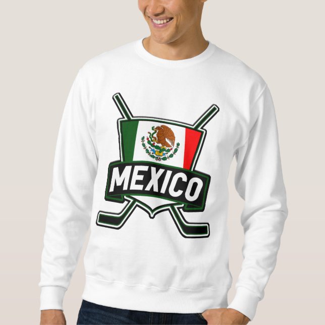 Mexiko Ice Hockey Flagga Lång Ärmad Tröja (Framsida)