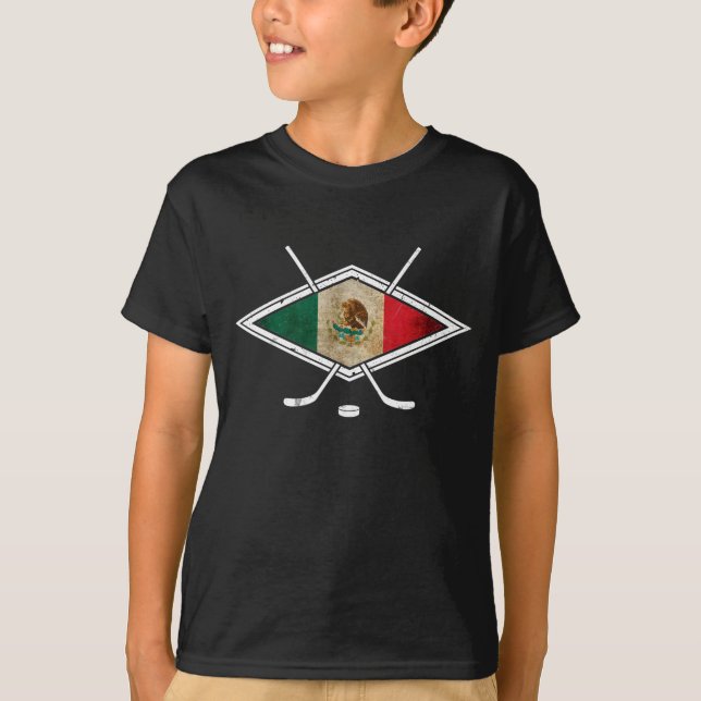 Mexiko Ice Hockey T-Shirt - Anpassa Namn/nummer (Framsida)