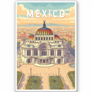 Mexiko Illustration Resa Konst Vintage Klistermärken