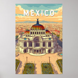 Mexiko Illustration Resa Konst Vintage Poster